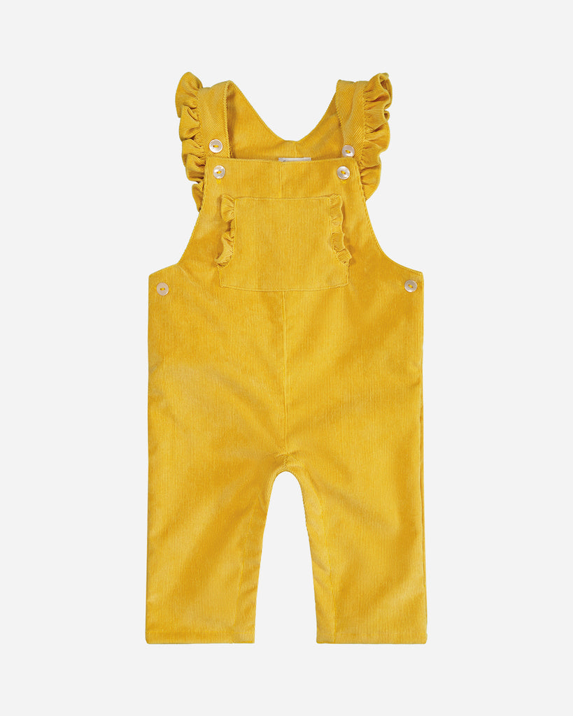 Salopette bébé Léa velours jaune moutarde.