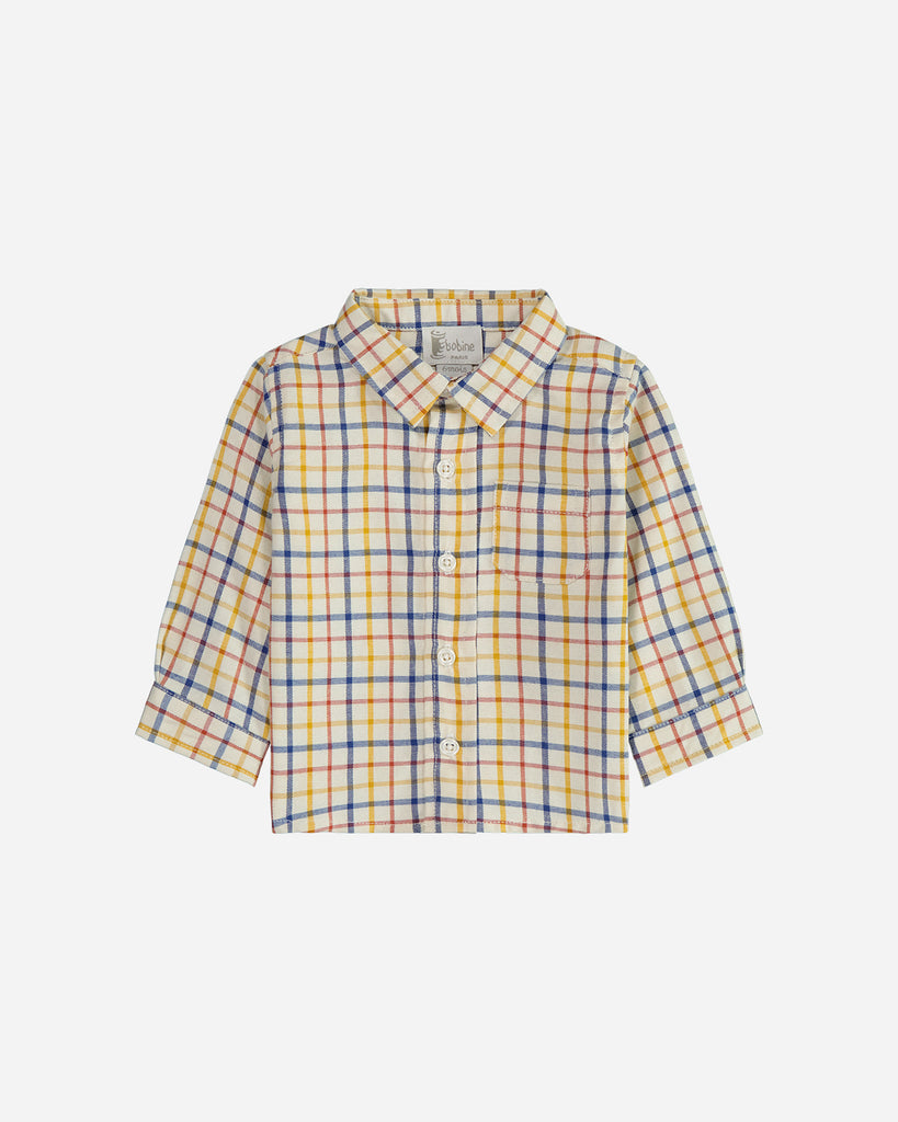 Chemise garçon à carreaux jaune et bleu