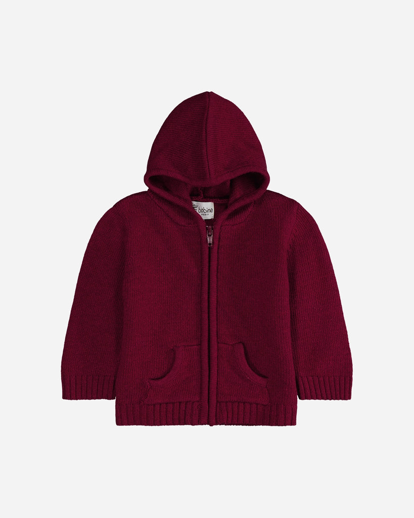 Gilet capuche bébé grenat