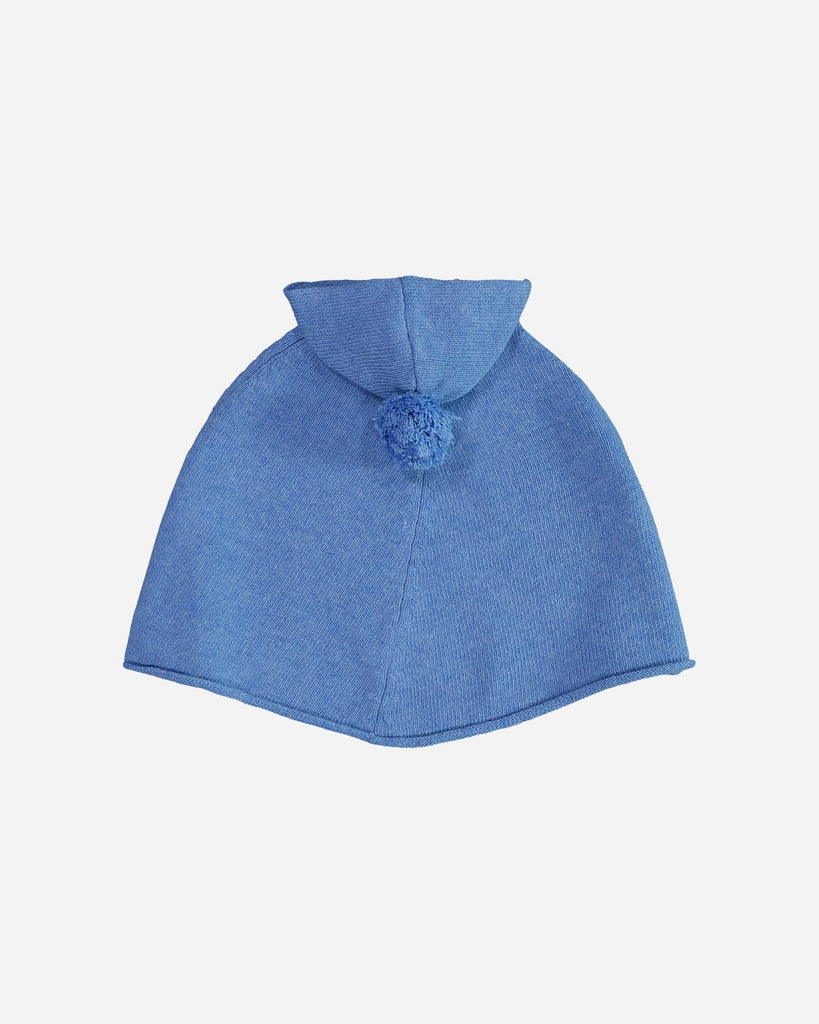 Poncho capuche bébé laine et cachemire bleu pastel dos