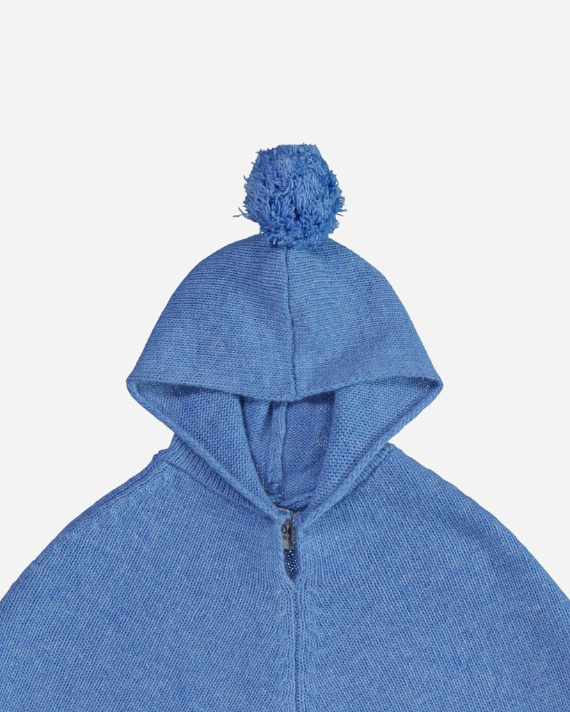 Poncho capuche bébé laine et cachemire bleu pastel zoom face