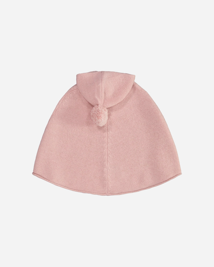 Poncho capuche bébé laine et cachemire rose dos