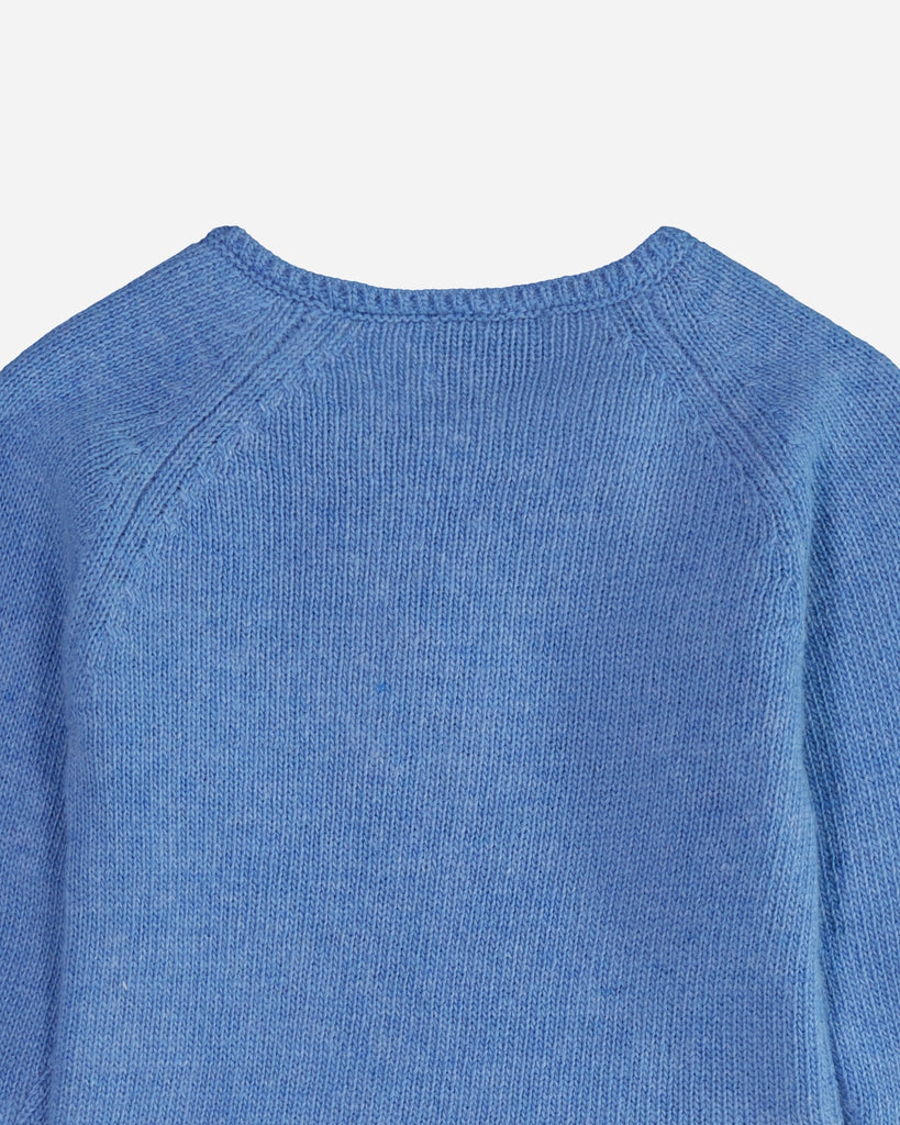 Pull bébé cache-cœur en laine et cachemire bleu pastel zoom dos