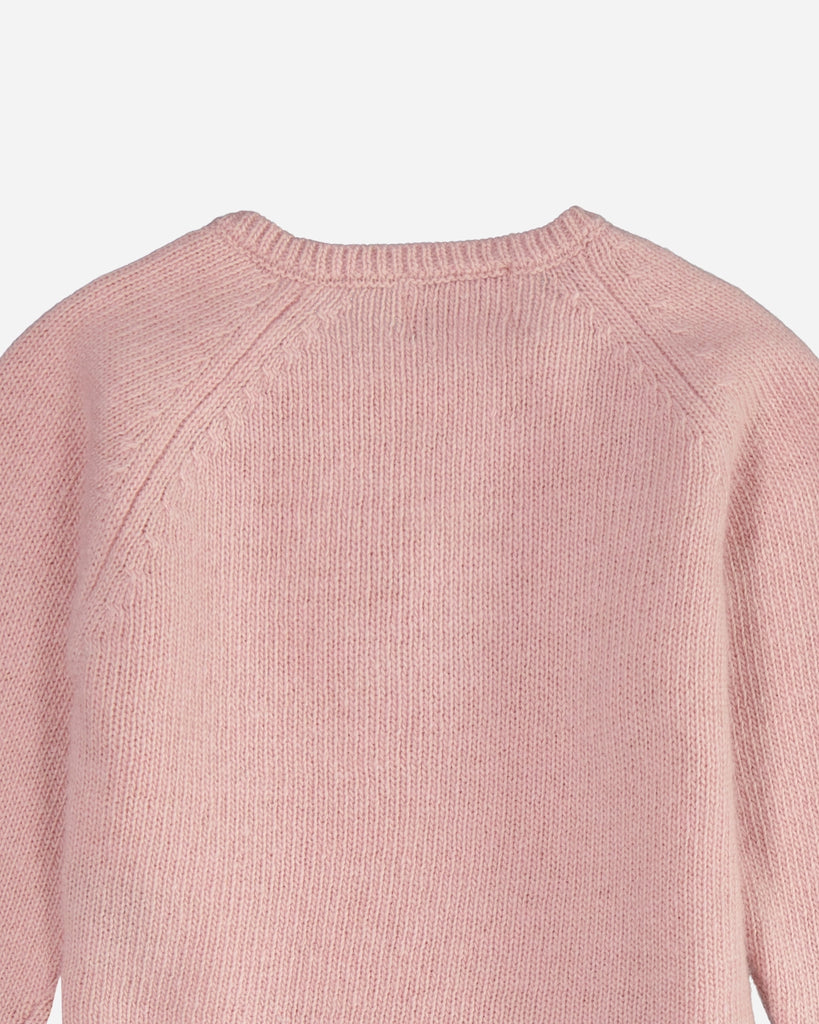 Pull bébé cache-cœur en laine et cachemire rose zoom dos