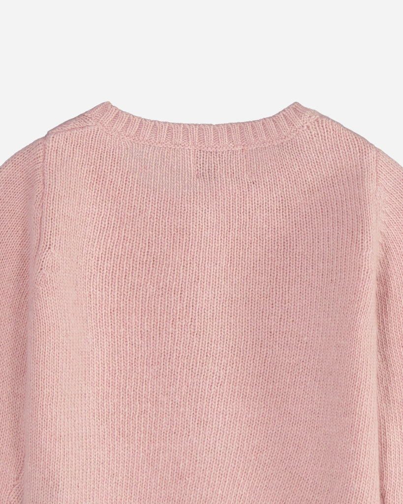 Cardigan bébé en laine et cachemire col rond rose zoom dos