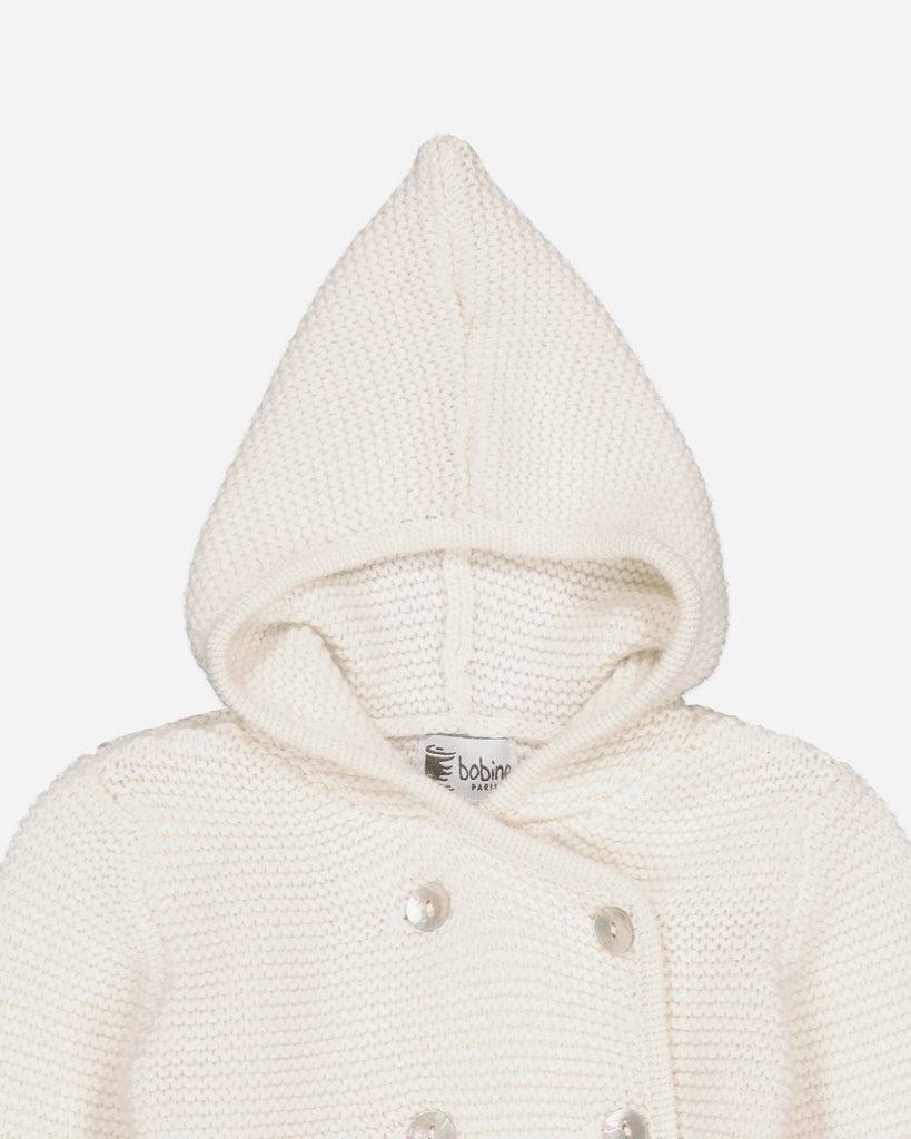 Veste bébé à capuche écru zoom face