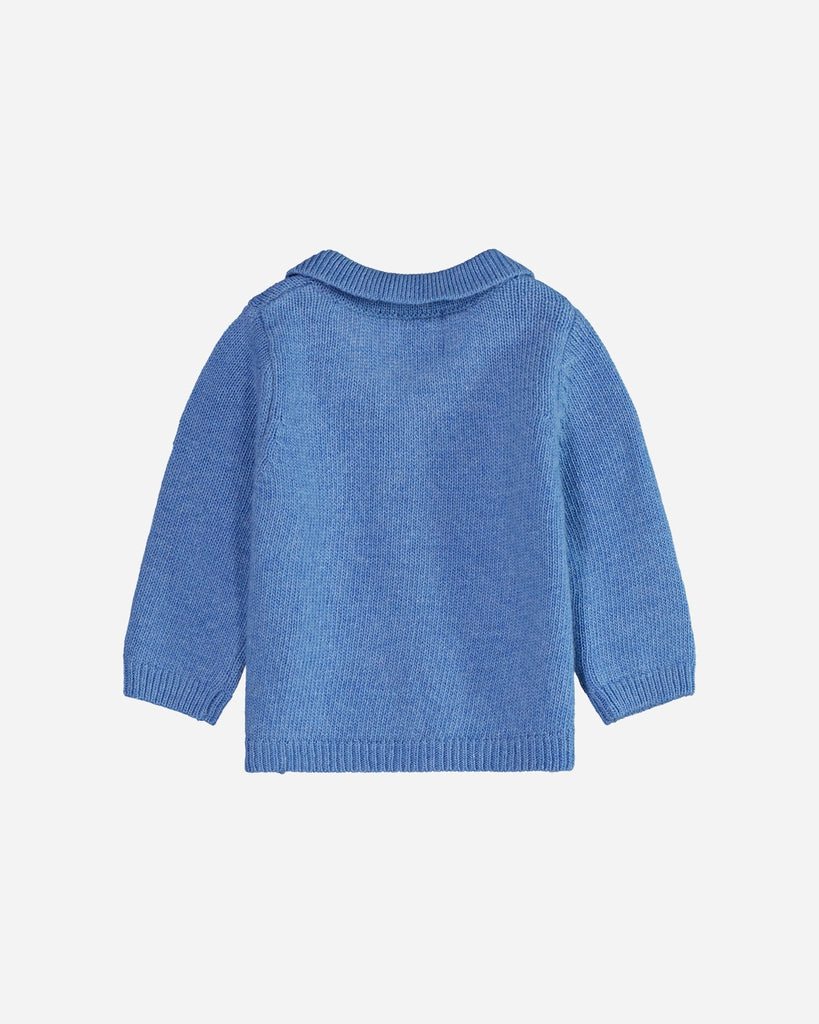 Cardigan bébé col polo bleu pastel dos